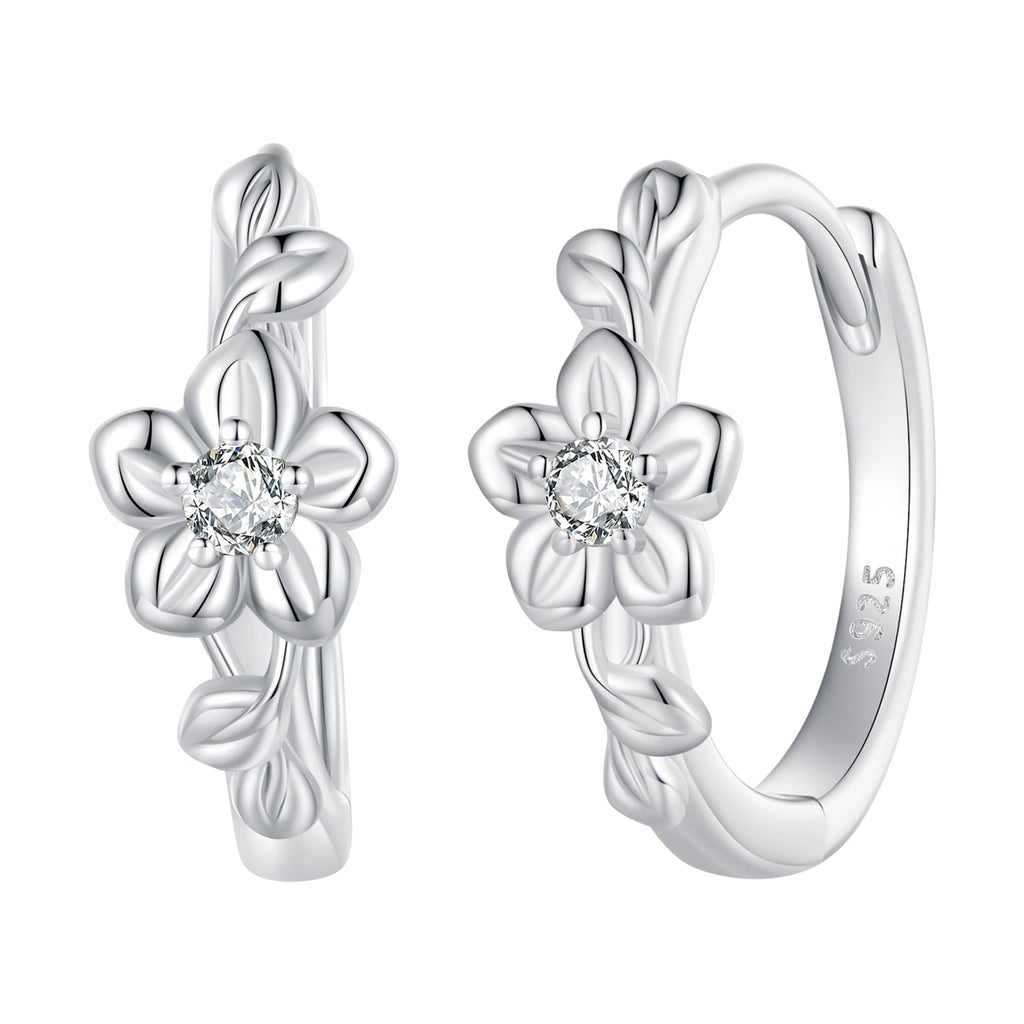 925 Sterling Silver Earrings with Zircon and Platinum Plating