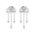 925 Sterling Silver Earrings with Pavé Setting CZ and Transparent Glass