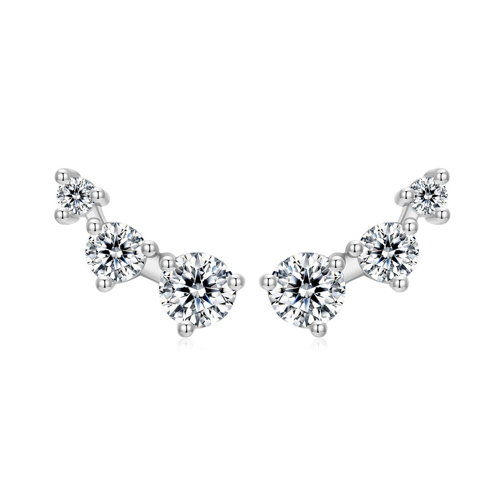 925 Sterling Silver Earrings with Pavé Setting CZ | Size 0.6*1.45cm for Women