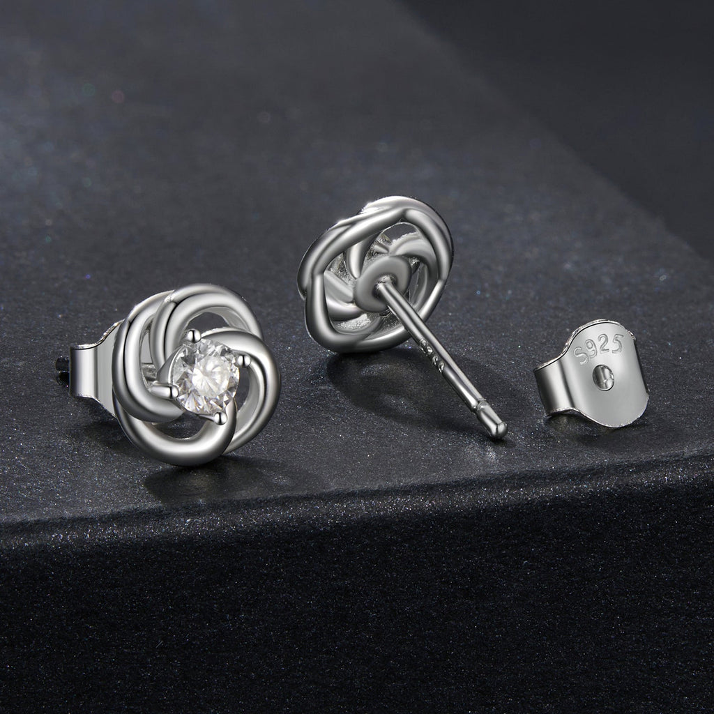 925 Sterling Silver Moissanite Earrings, 0.3cm, White Gold Plated, for Women