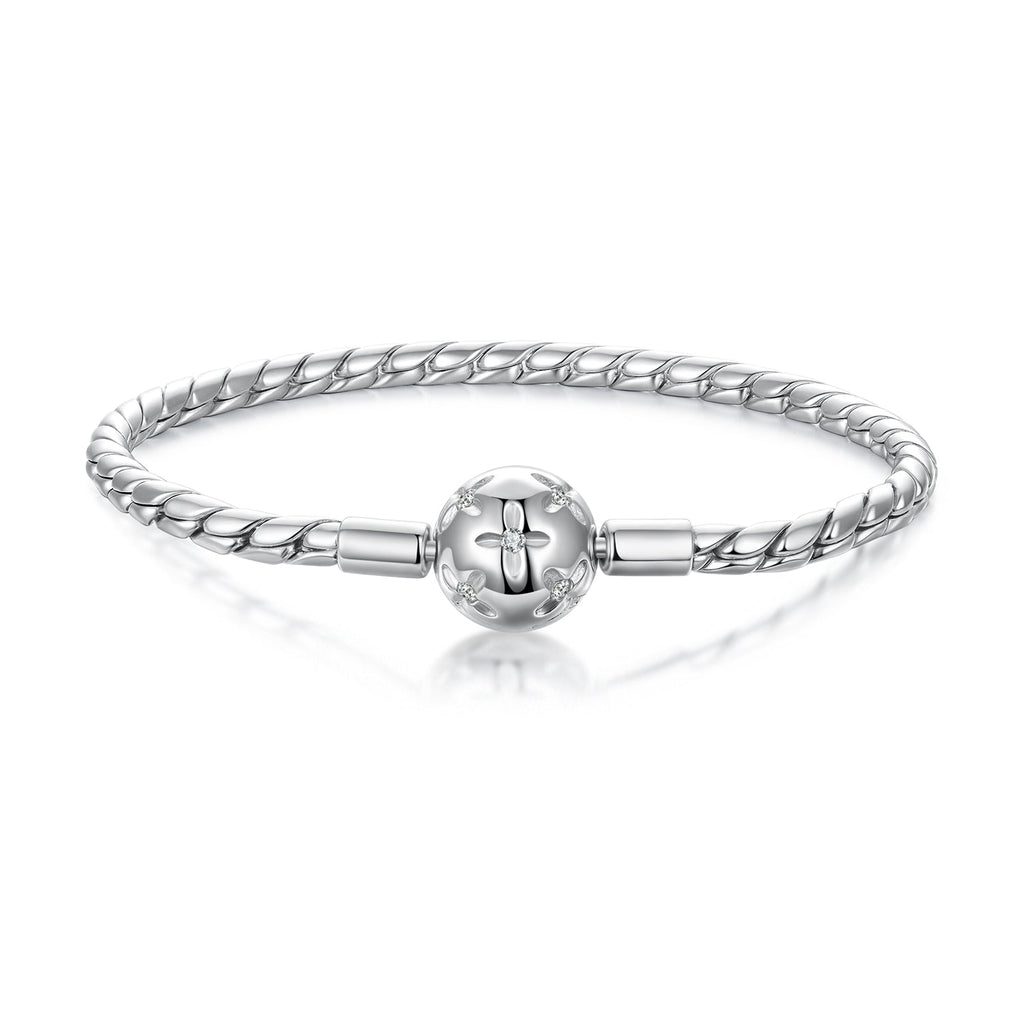 925 Sterling Silver White Gold Plated Bracelet with CZ Pendant for Women
