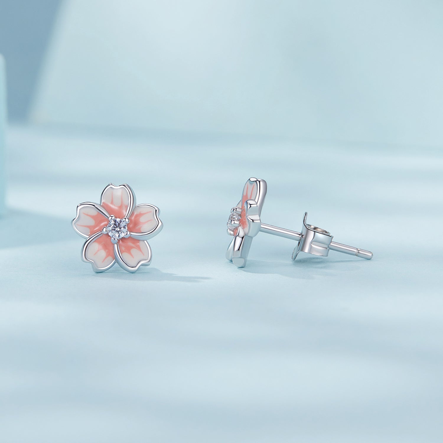 925 Sterling Silver Multi-Color Enamel Pavé CZ Earrings