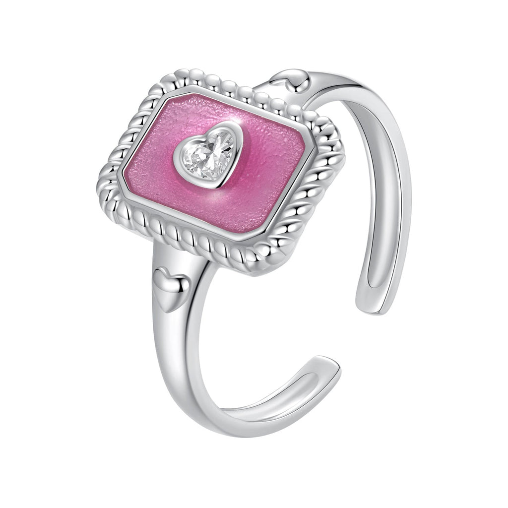 925 Sterling Silver Enamel Pavé Setting CZ Pendant 1.3x1.0cm for Women