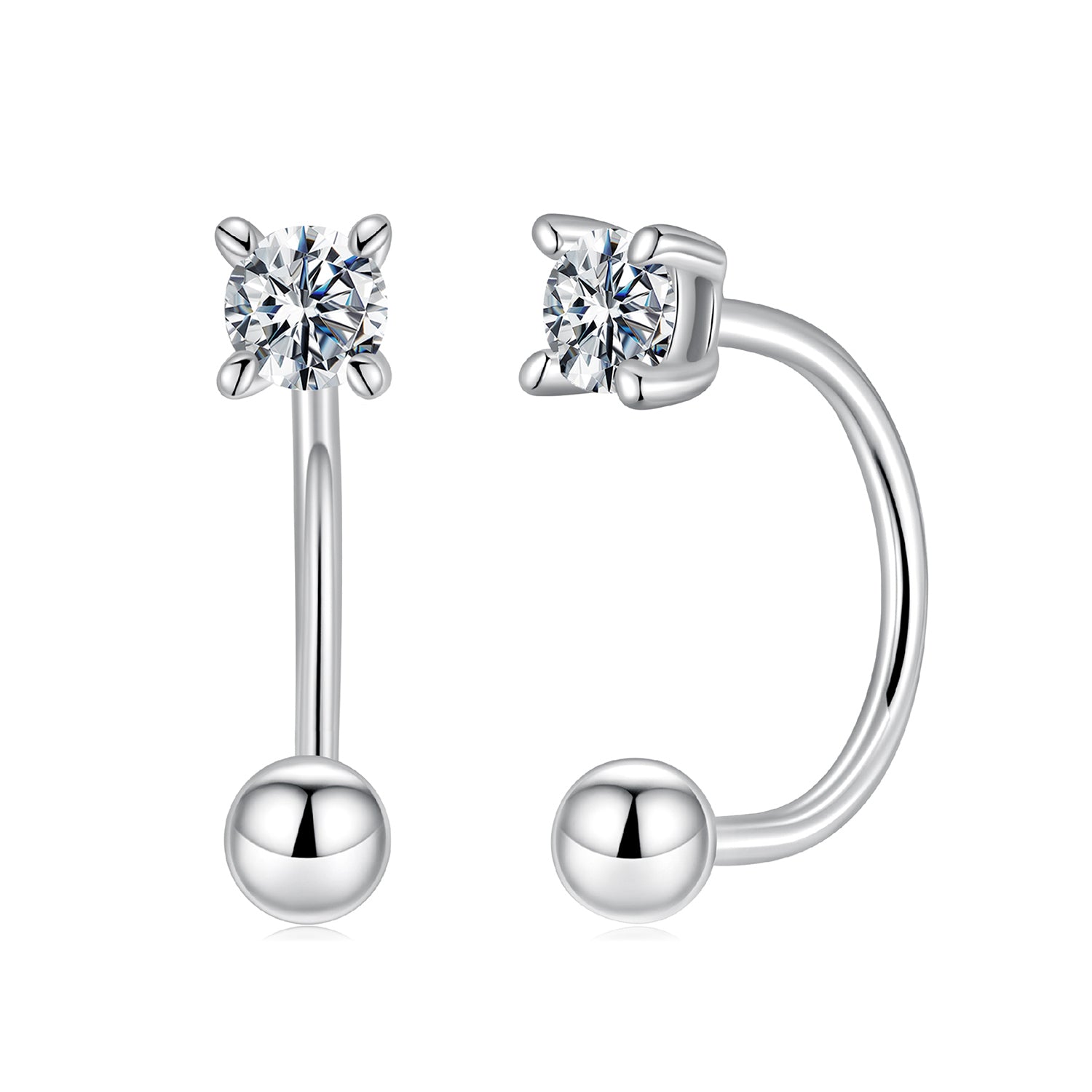 925 Sterling Silver Moissanite 0.1ct Earrings 1.3cm for Women