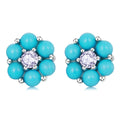 925 Sterling Silver Turquoise Pavé Setting CZ Earrings for Women