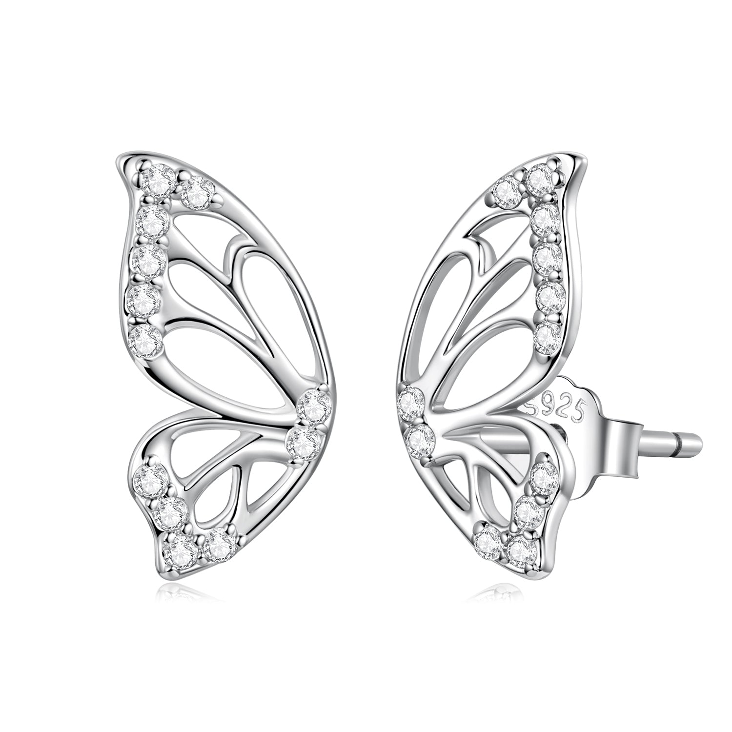 925 Sterling Silver White Gold Plated Pavé Set CZ Earrings - Small Size