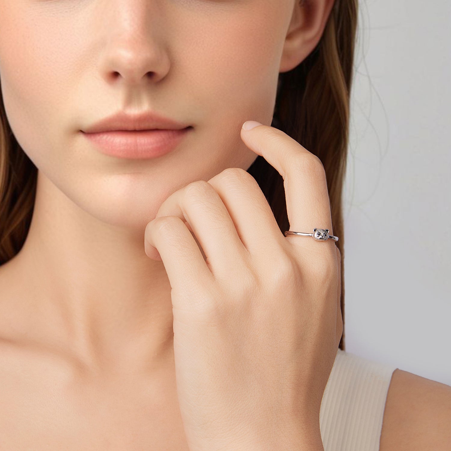 925 Sterling Silver White Gold Plated Enamel Ring for Women