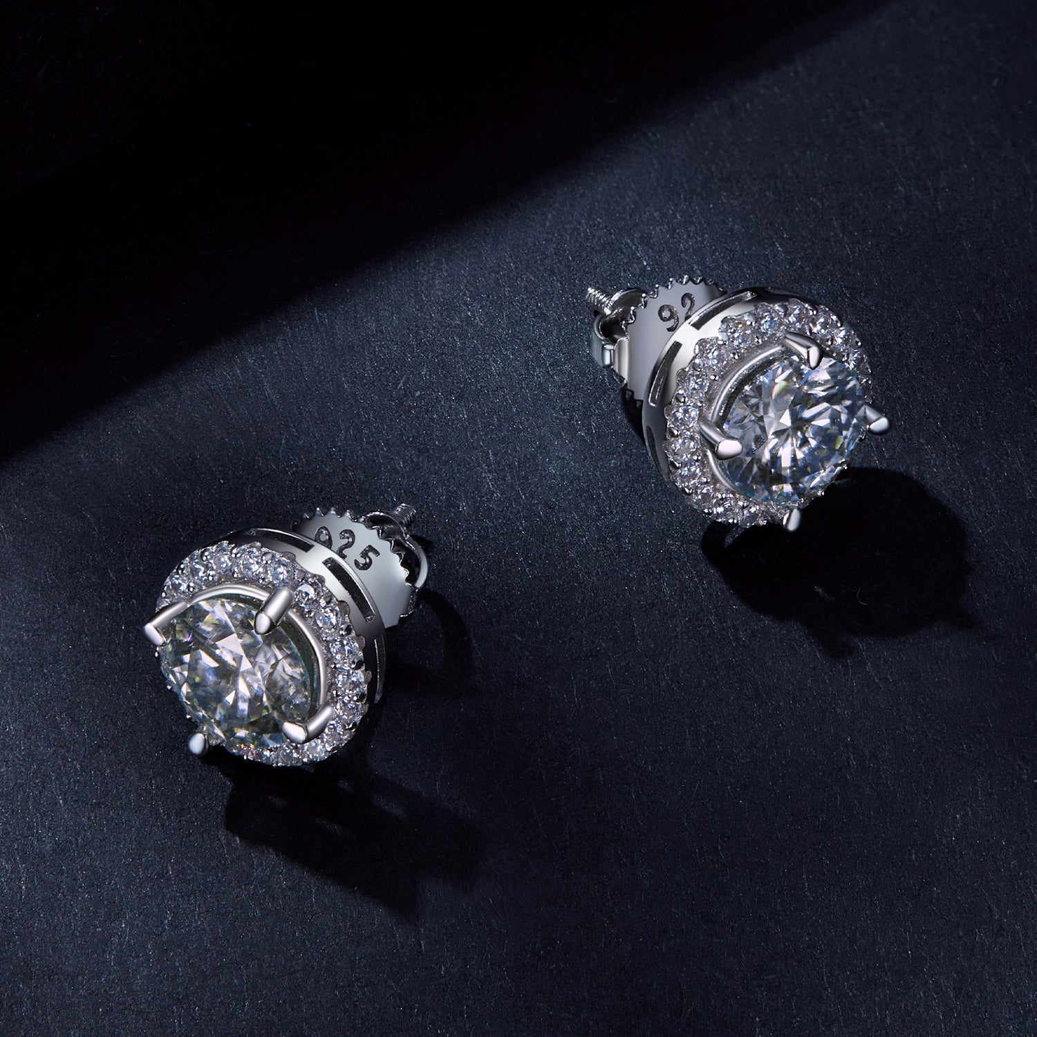 925 Sterling Silver Moissanite 1 Carat Earrings in 10mm Pavé Setting for Women