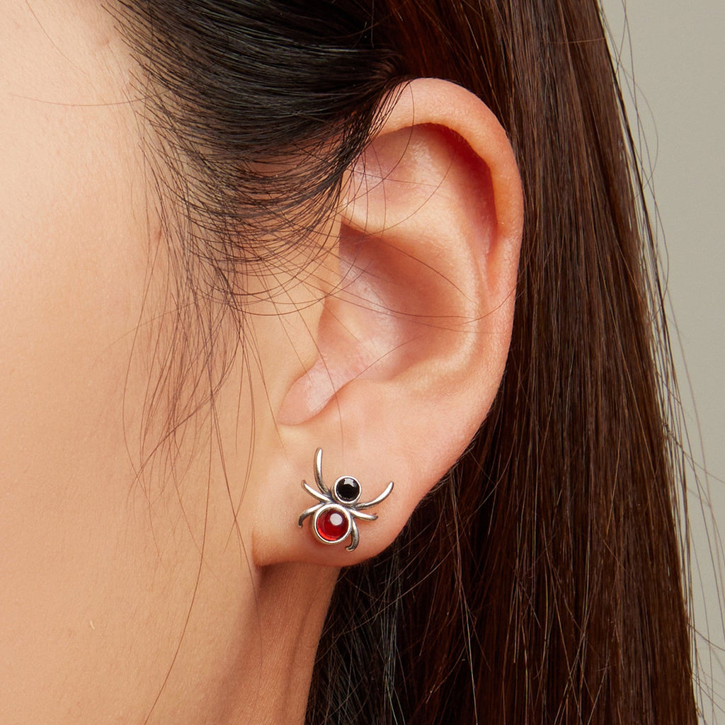 925 Sterling Silver Earrings with Pavé Setting CZ and Transparent Glass