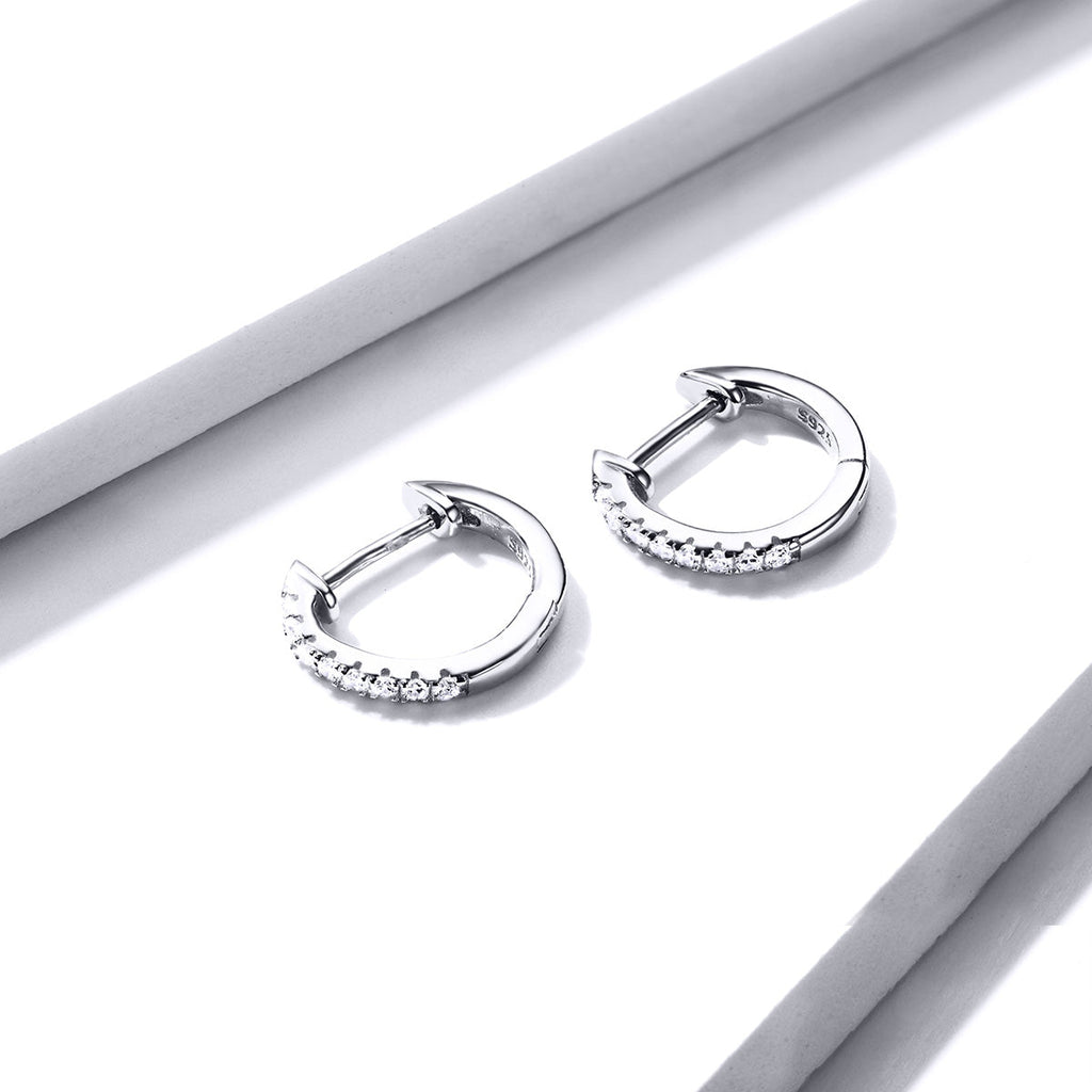 925 Sterling Silver 1.3cm Pavé Set CZ Earrings