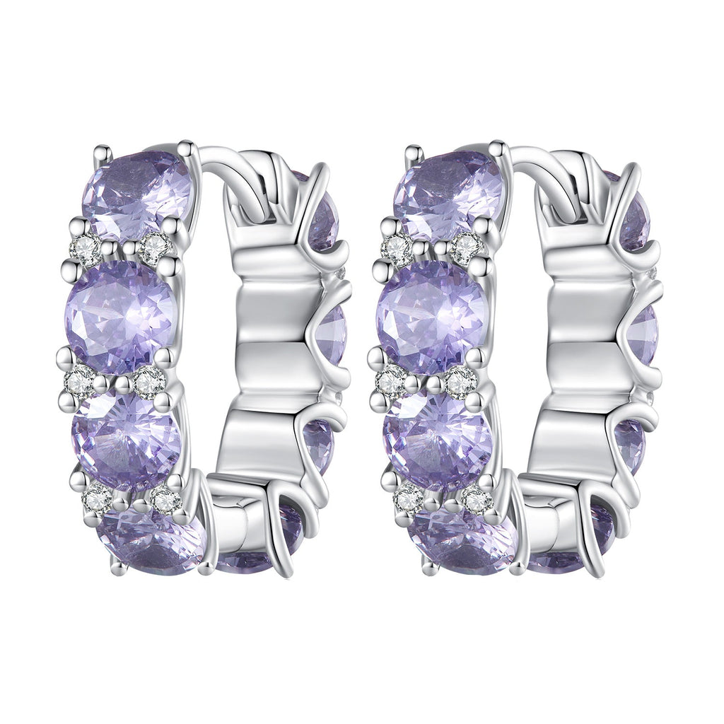 925 Sterling Silver Earrings with Pavé Setting and Plated Platinum for Women