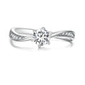 925 Sterling Silver Platinum Plated 5mm CZ Ring Size 6 for Women