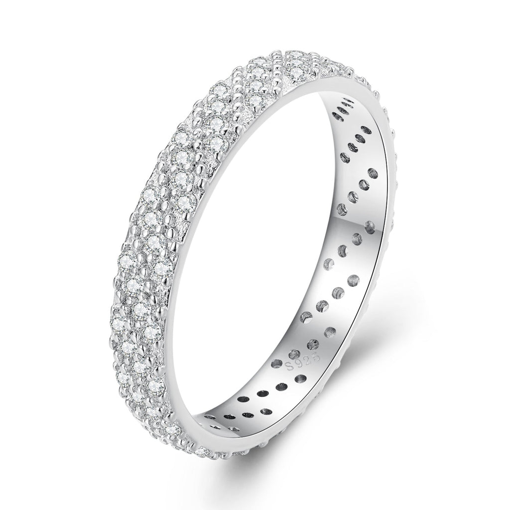 925 Sterling Silver Ring with Pavé Setting CZ for Women Size 6.0
