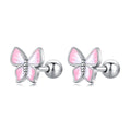 925 Sterling Silver Earrings with Enamel Process, 0.6cm, for Women