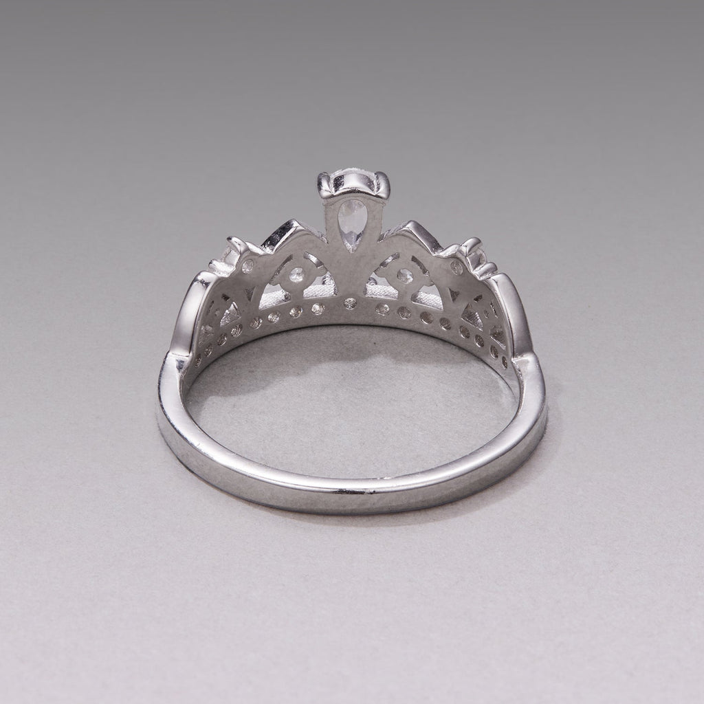 925 Sterling Silver Pavé Setting CZ White Gold Plated Ring Size 6 for Women