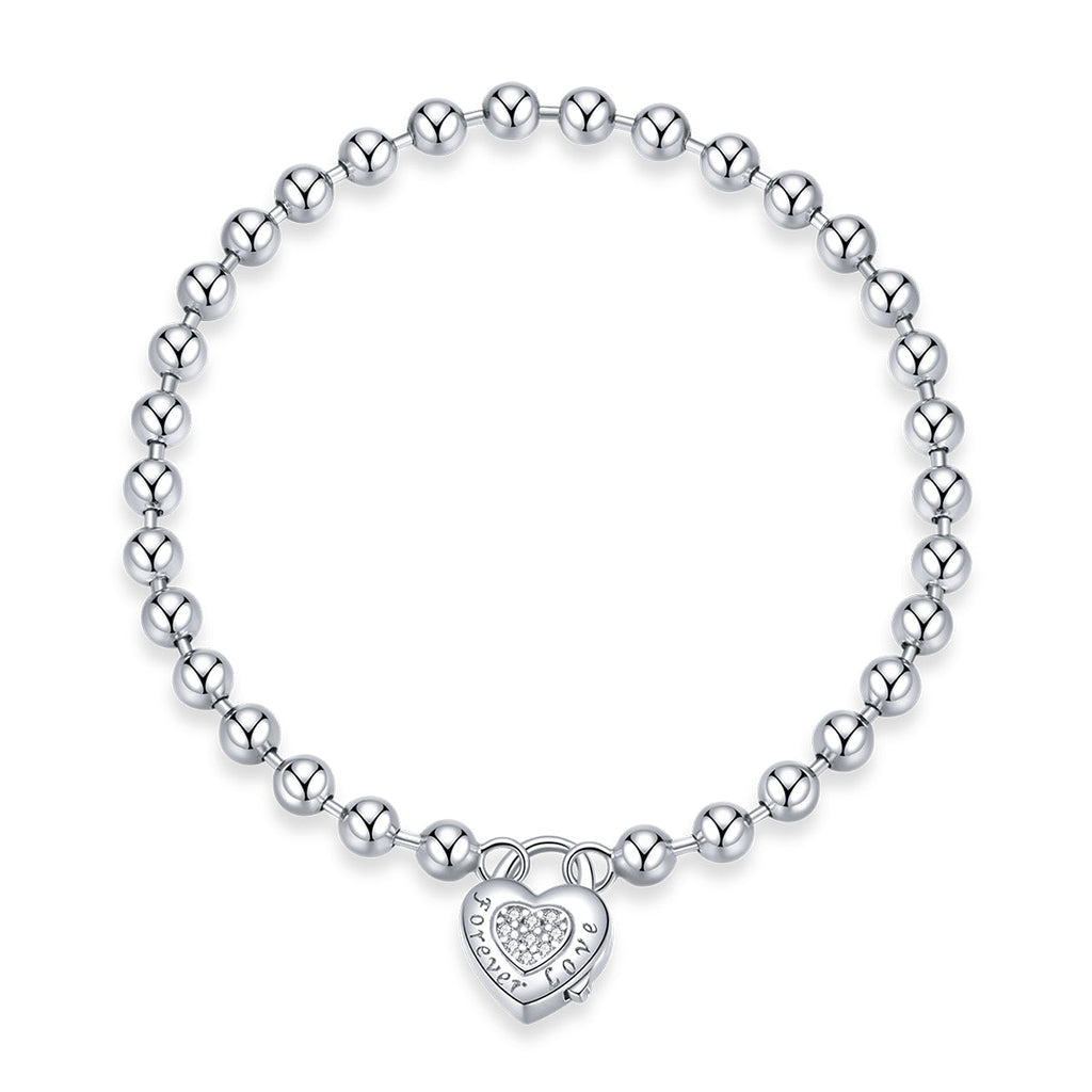 925 Sterling Silver Bracelet with Pavé Setting CZ and Platinum Plating, 17cm for Women