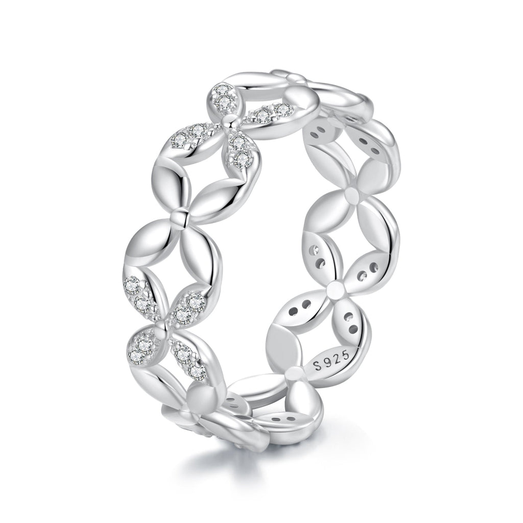 925 Sterling Silver White Gold Plated 0.6cm Ring Size 6 for Women