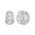 925 Sterling Silver Hoop Earrings with Synthetic Pearl and CZ, 1.1cm for Women