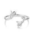 925 Sterling Silver Plated White Gold 0.7cm Flower Ring