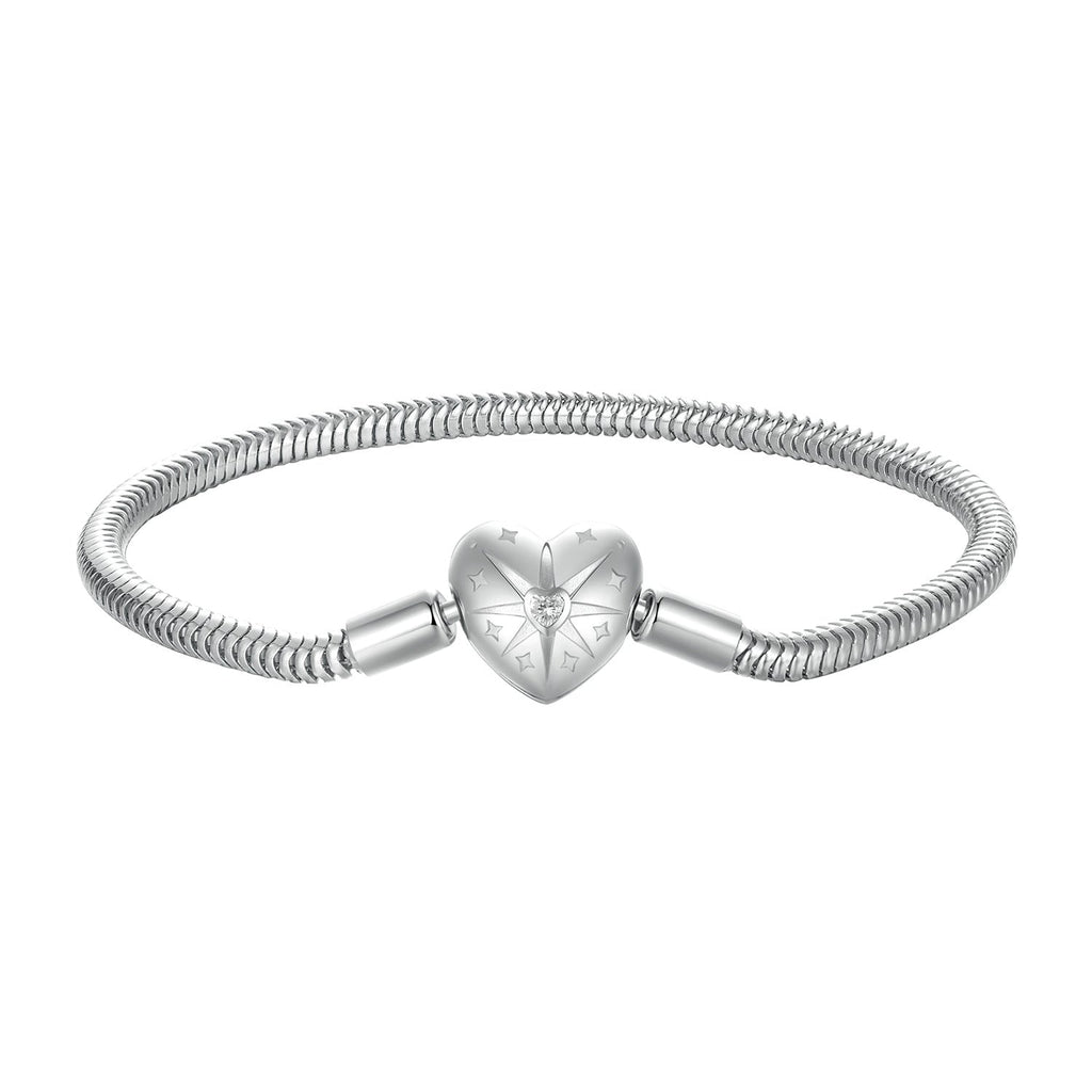 925 Sterling Silver + Pavé Setting White Gold Bracelet 17.0cm for Women