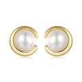 925 Sterling Silver Freshwater Pearl Gold Plated Earrings