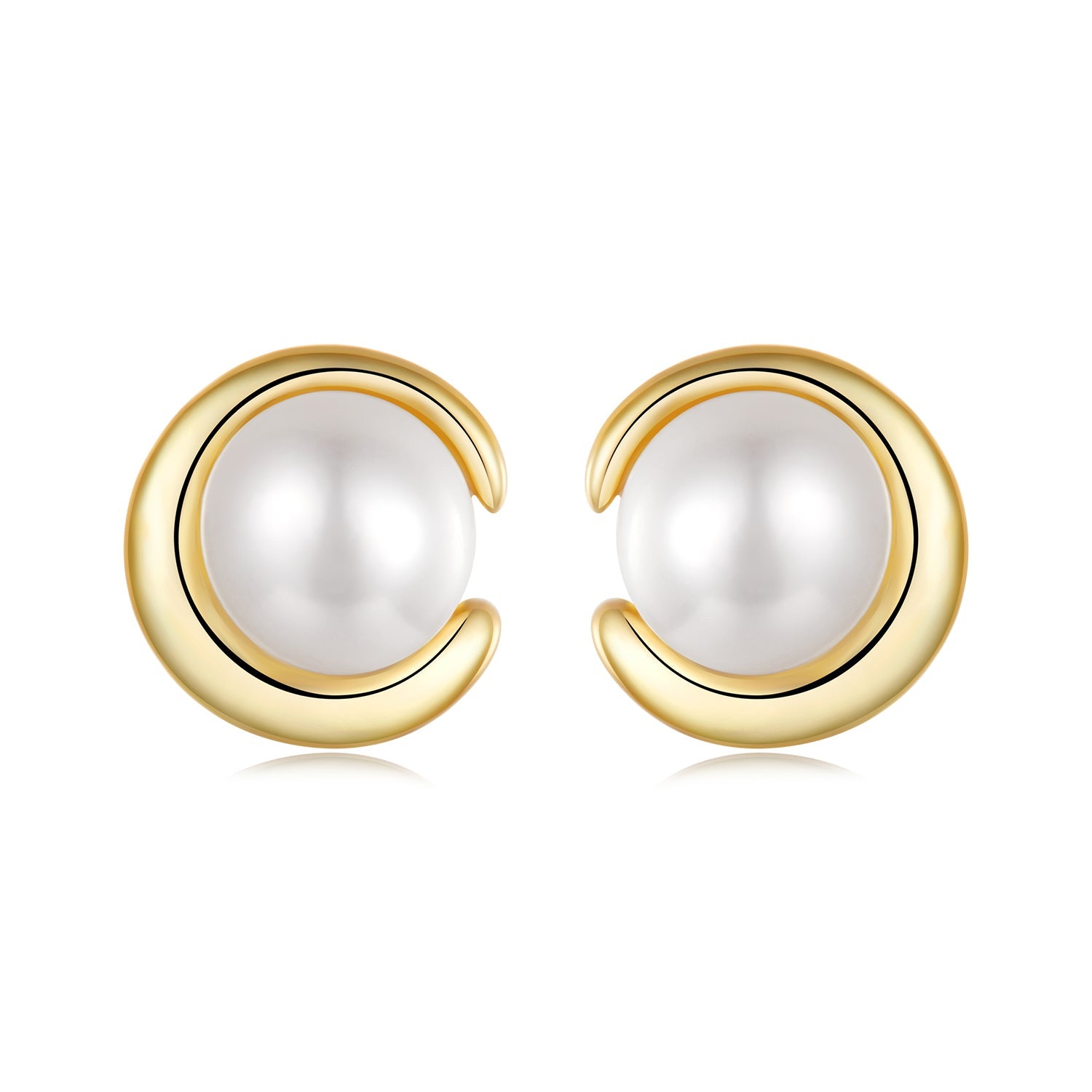 925 Sterling Silver Freshwater Pearl Gold Plated Earrings