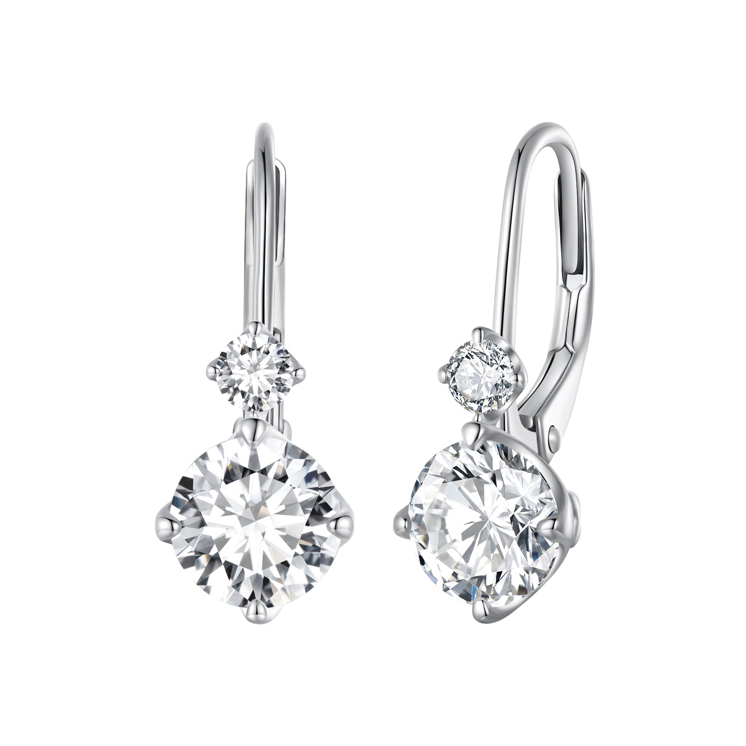 925 Sterling Silver Moissanite Earring with Pavé Setting, 6.5mm, for Women