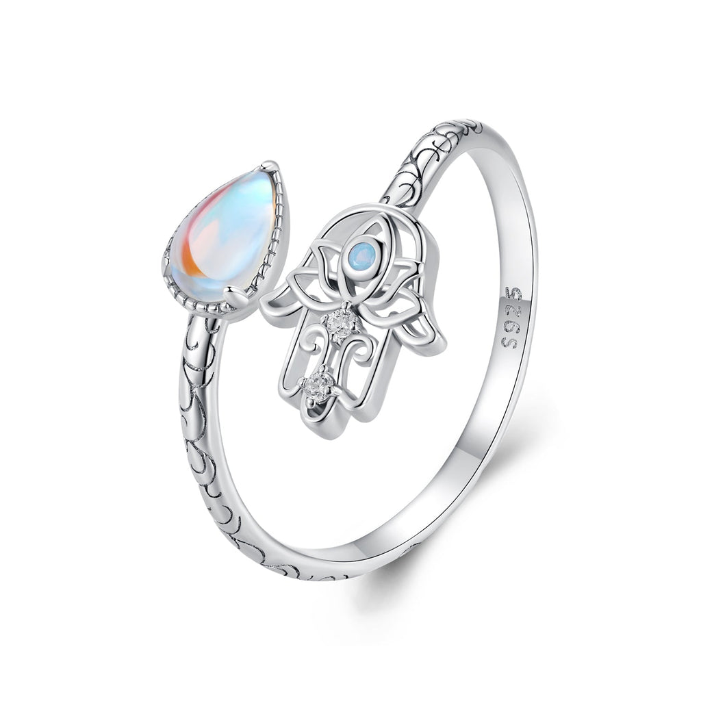 925 Sterling Silver Opal Nanometer Stone Platinum Plated Ring