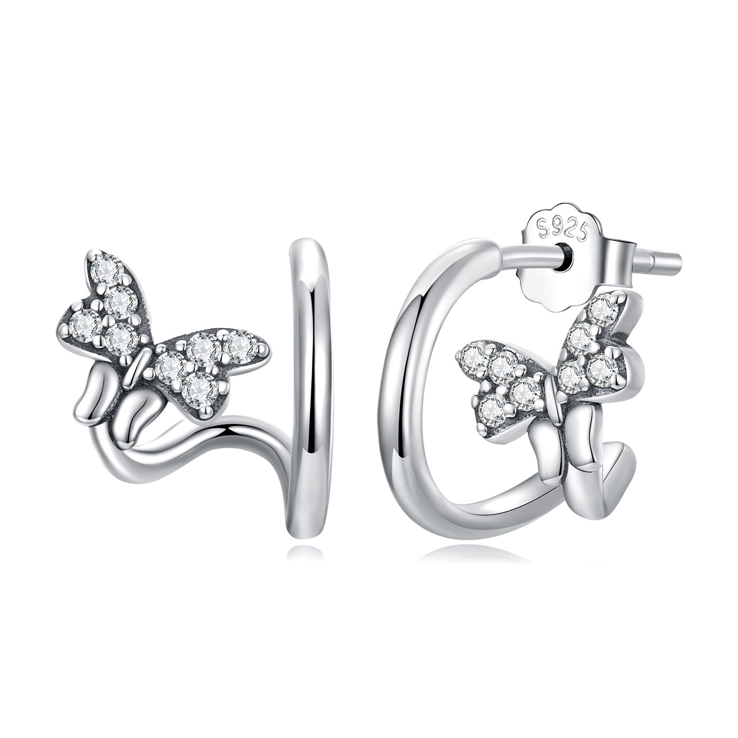 925 Sterling Silver Earrings with Pavé Setting CZ