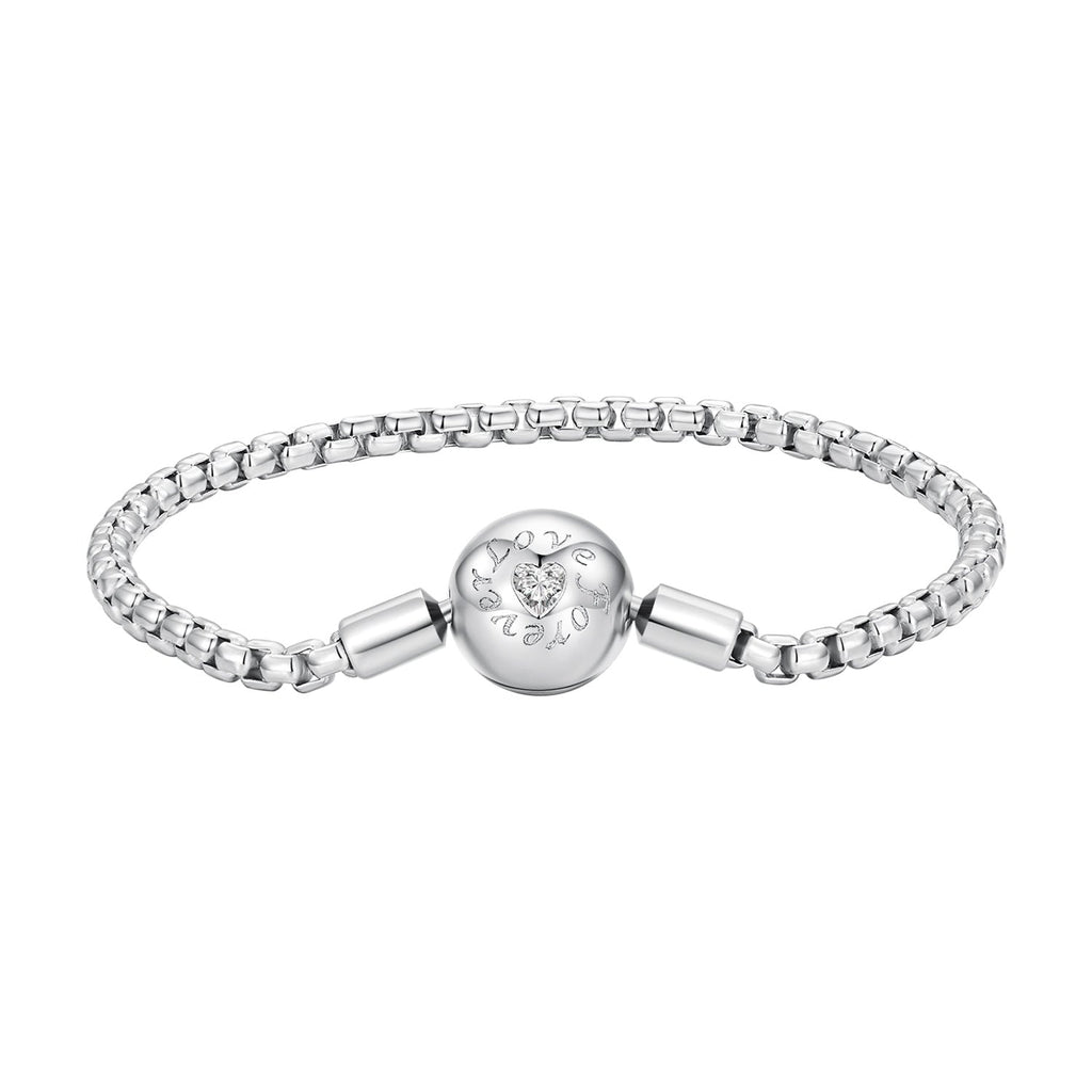 925 Sterling Silver Bracelet 19cm with CZ Stones for Women