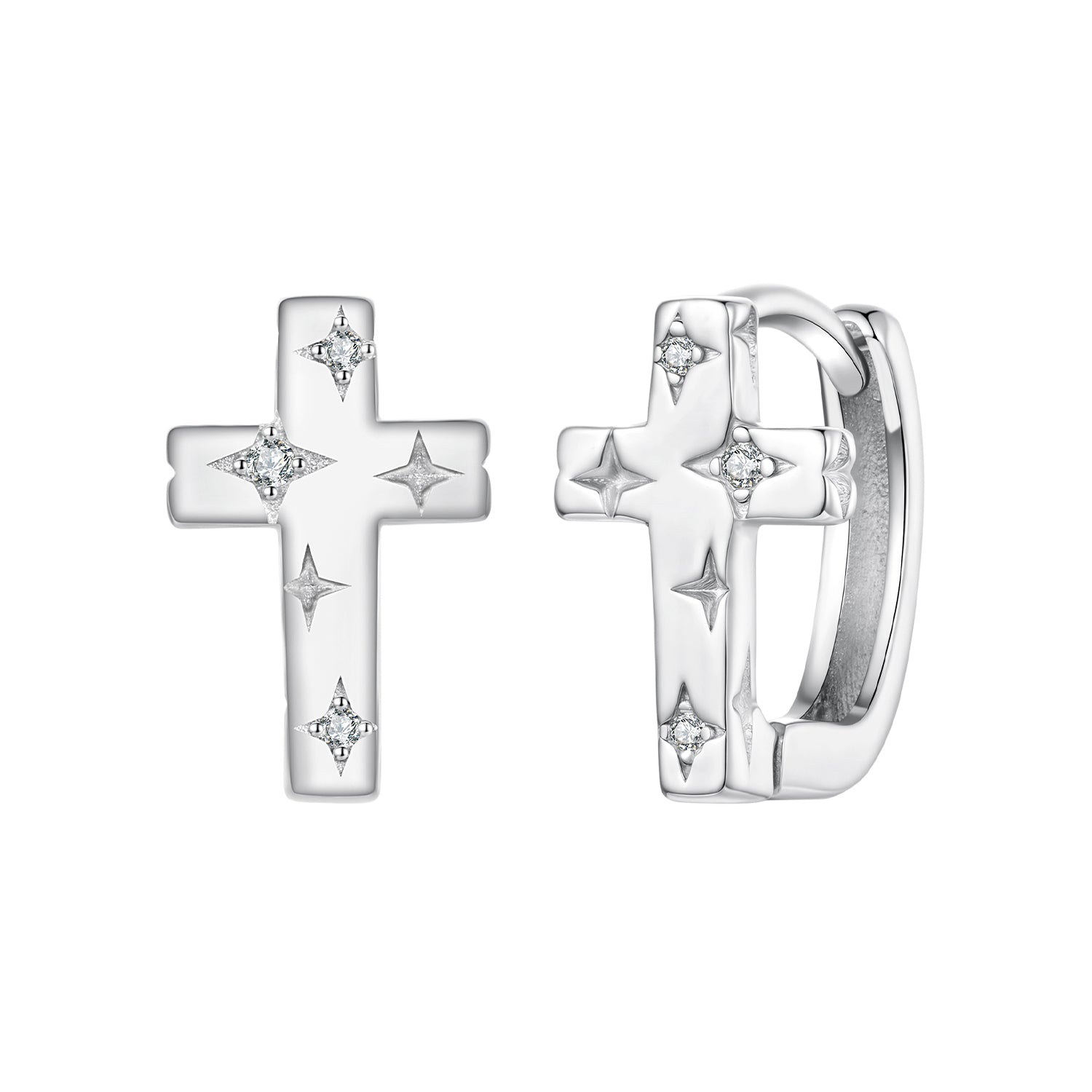 925 Sterling Silver Hoop Earrings with Pavé Setting CZ, 1.3x0.8cm, for Women