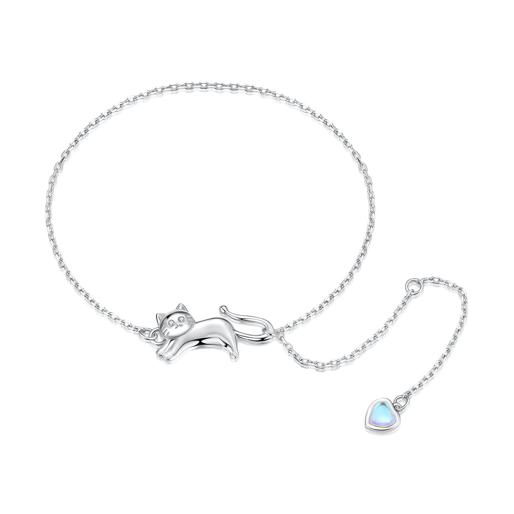 925 Sterling Silver White Gold Plated Moonstone CZ Bracelet for Women