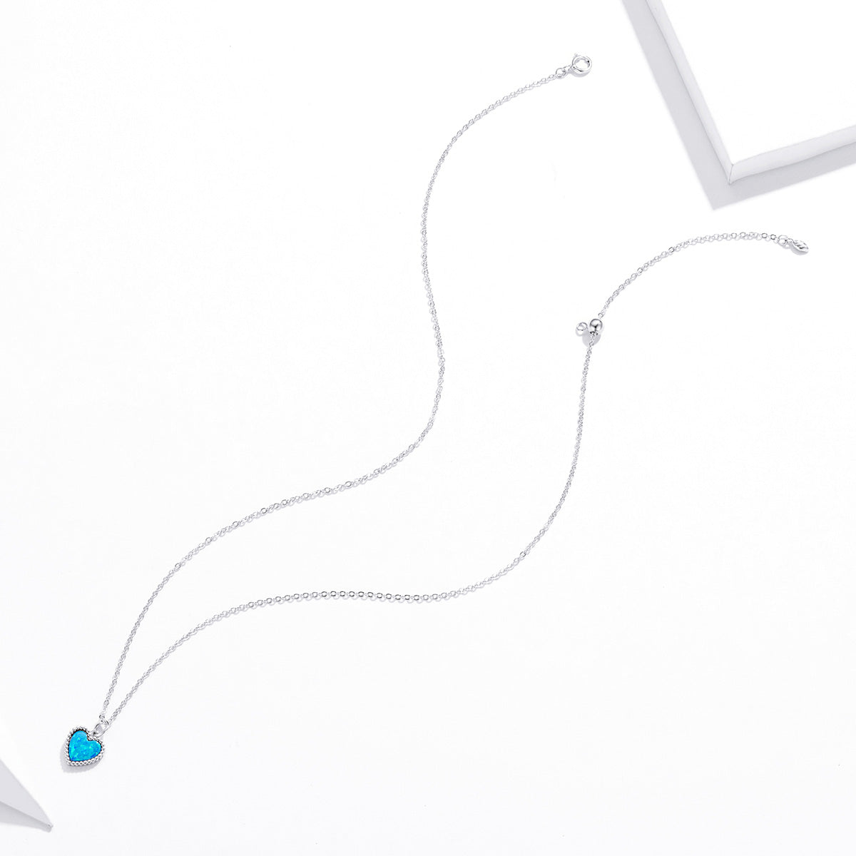 925 Sterling Silver Plated Translucent Opal Necklace 45cm for Women
