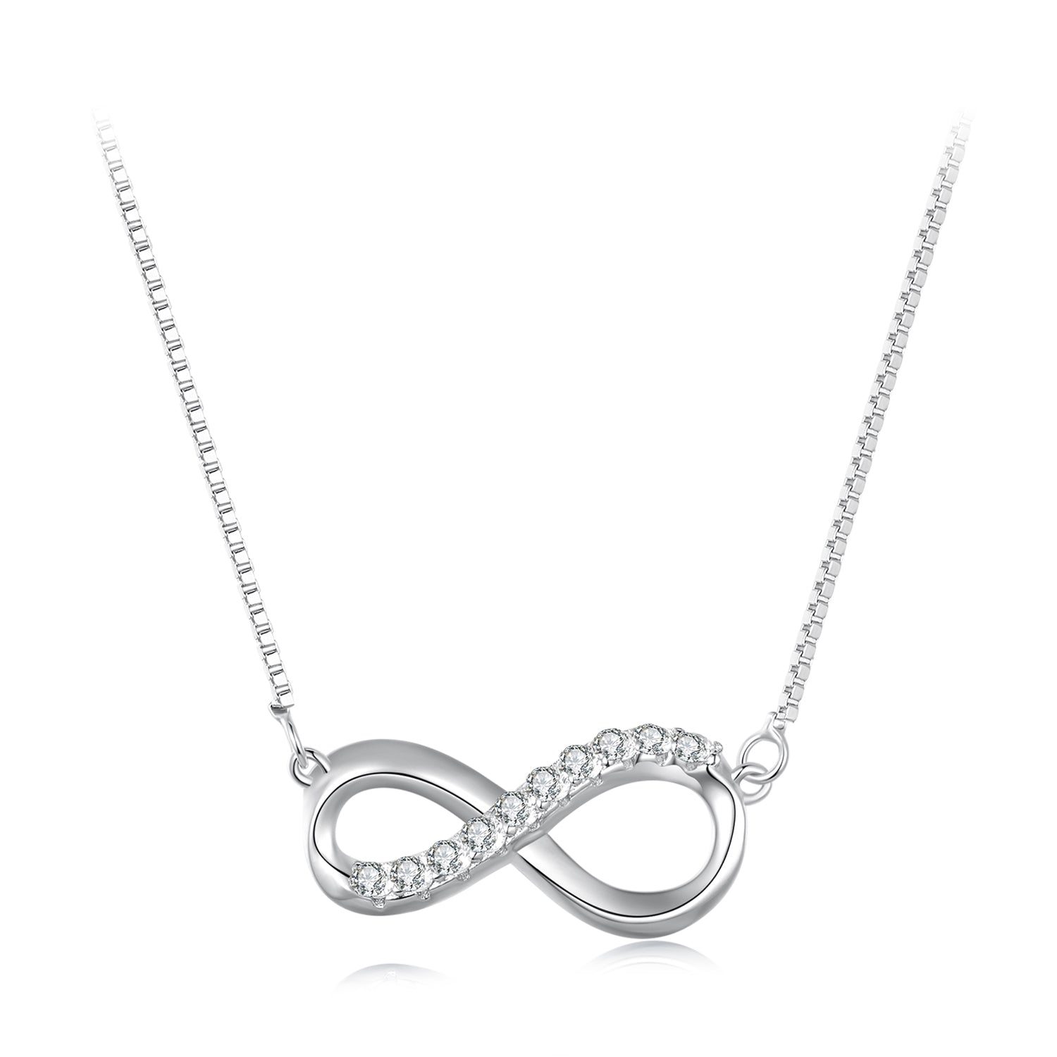 925 Sterling Silver Moissanite 1.5mm Necklace 400+50mm for Women