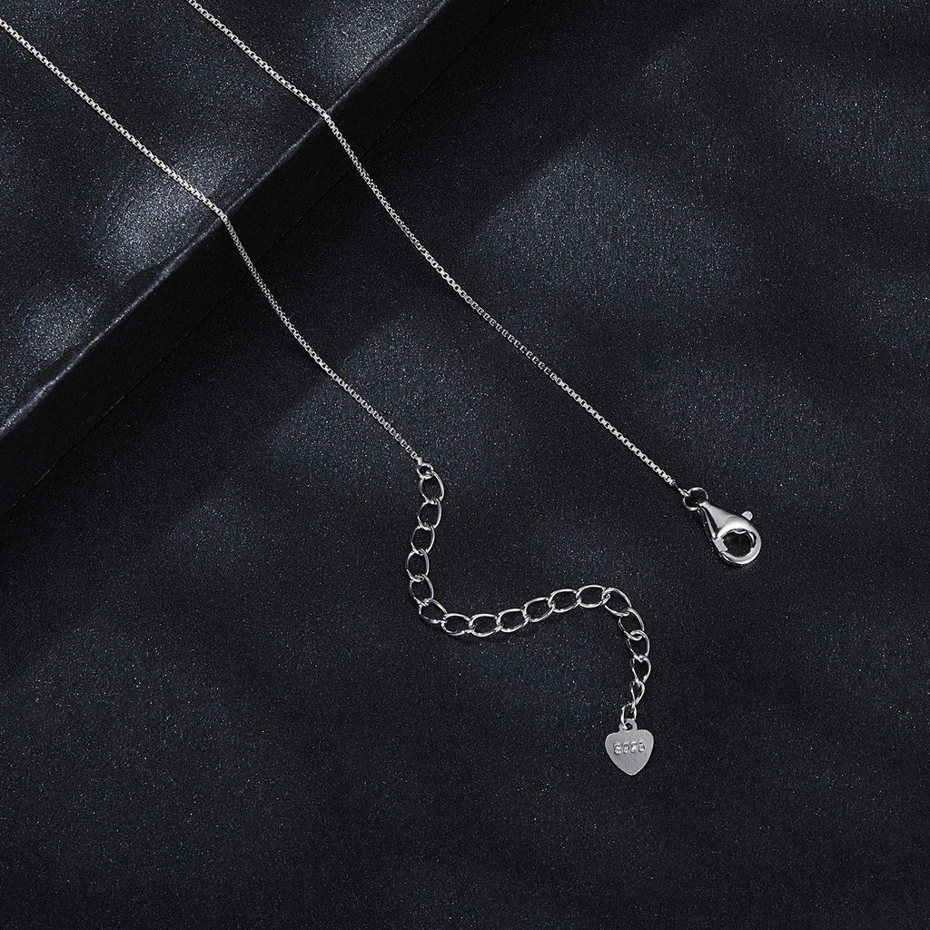 925 Sterling Silver 5mm Moissanite Necklace with Pavé Setting in White Gold, 450mm Length for Women