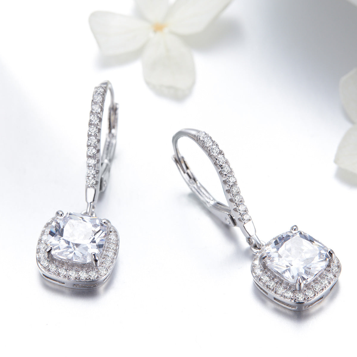 925 Sterling Silver Plated Gold Pavé Setting CZ Earrings for Women