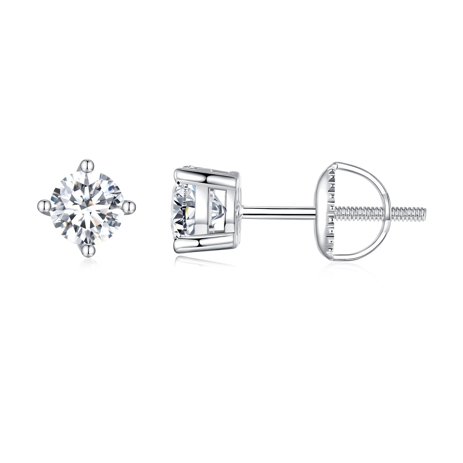 925 Sterling Silver Earrings with Moissanite in Style S, 0.5cm for Women