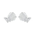 925 Sterling Silver White Gold Plated Resin Earrings 8x10mm for Women