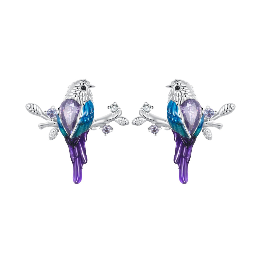 925 Sterling Silver Enamel Process Pavé Setting CZ Earrings