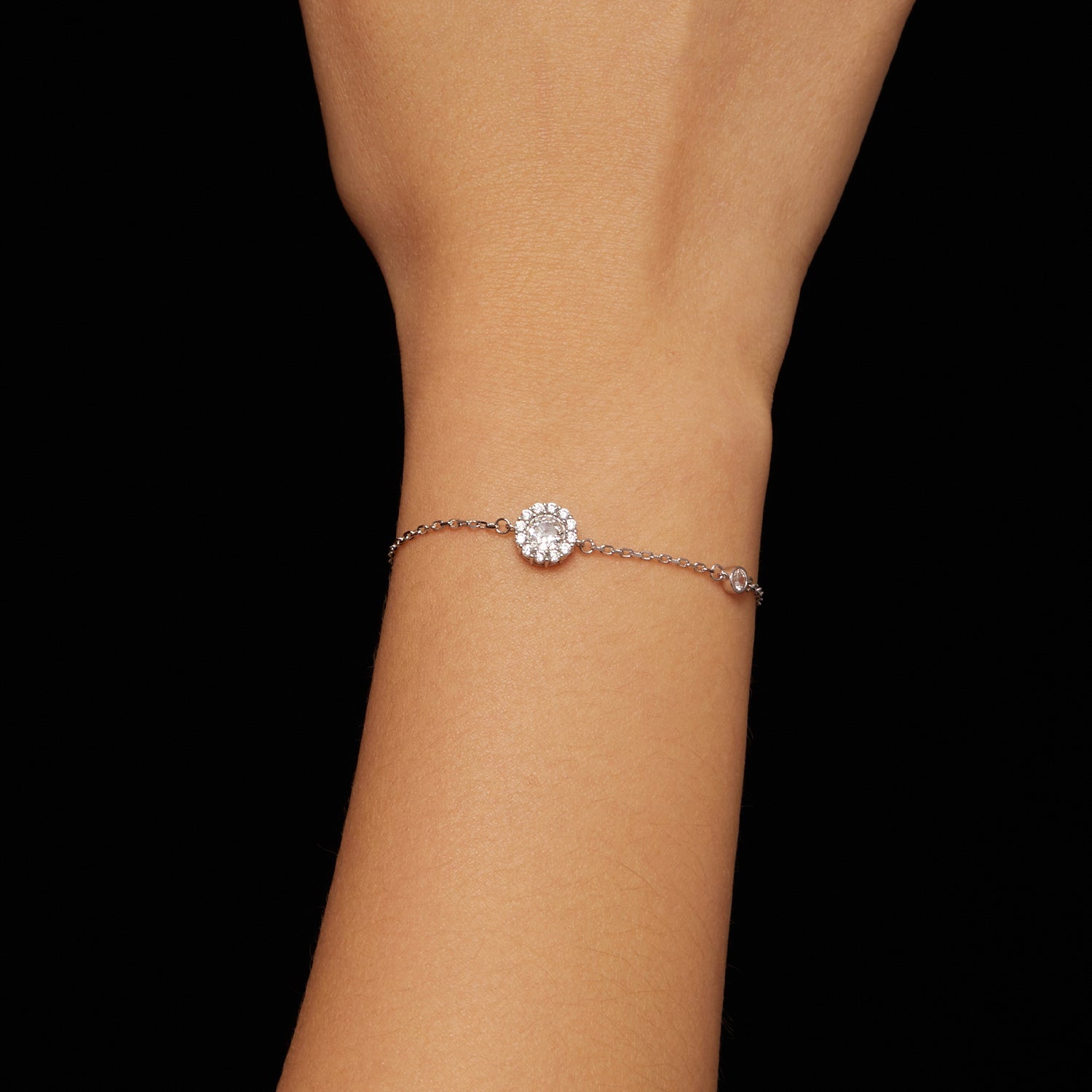 925 Sterling Silver Moissanite 0.5ct Bracelet with Pavé Setting for Women