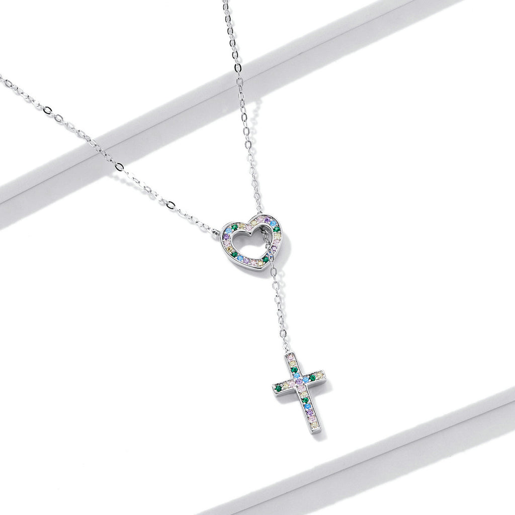 925 Sterling Silver Plated Necklace with Adjustable Length 42.5cm and CZ for Women