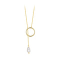925 Sterling Silver Necklace with Gold Plated Freshwater Pearl - 60cm Length