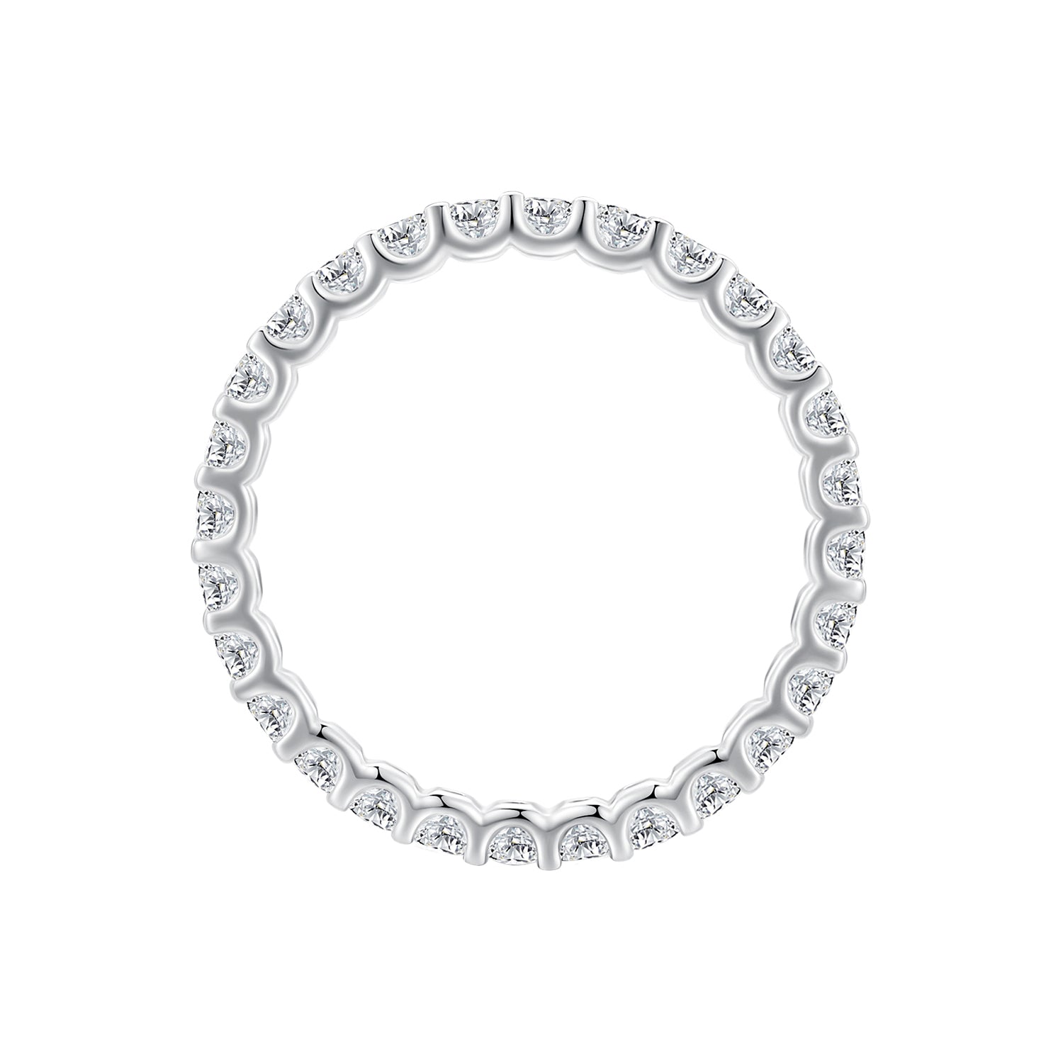 S925 Sterling Silver 2.0mm Moissanite Ring Size 9 for Women