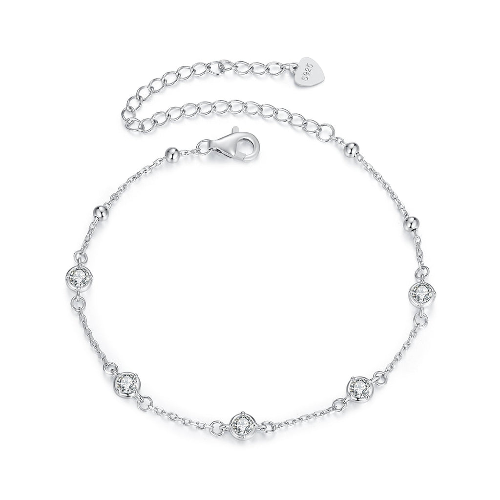 925 Sterling Silver 3mm Moissanite Bracelet for Women