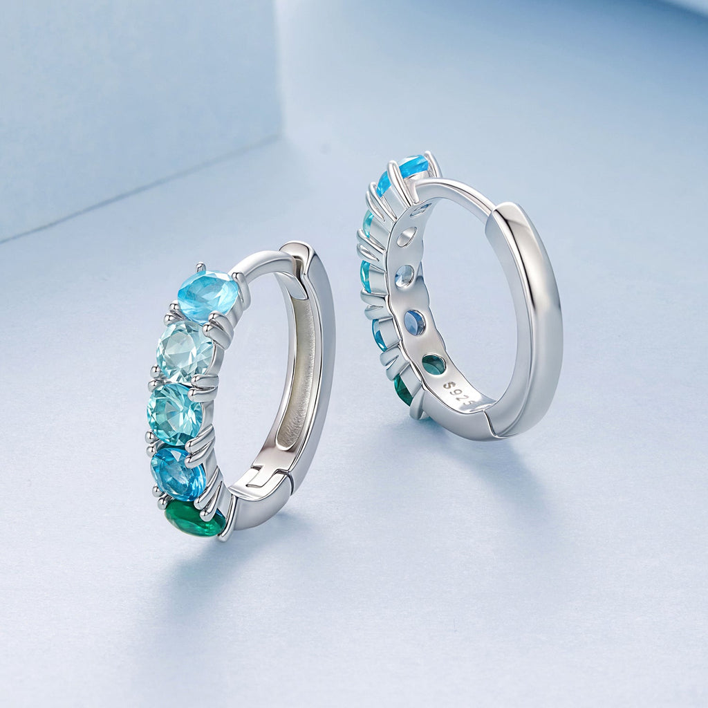925 Sterling Silver Earrings with White Gold Plating and CZ for Women