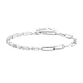 925 Sterling Silver Pavé Setting CZ Bracelet with Platinum Plating, Adjustable 14.5+3cm, for Women