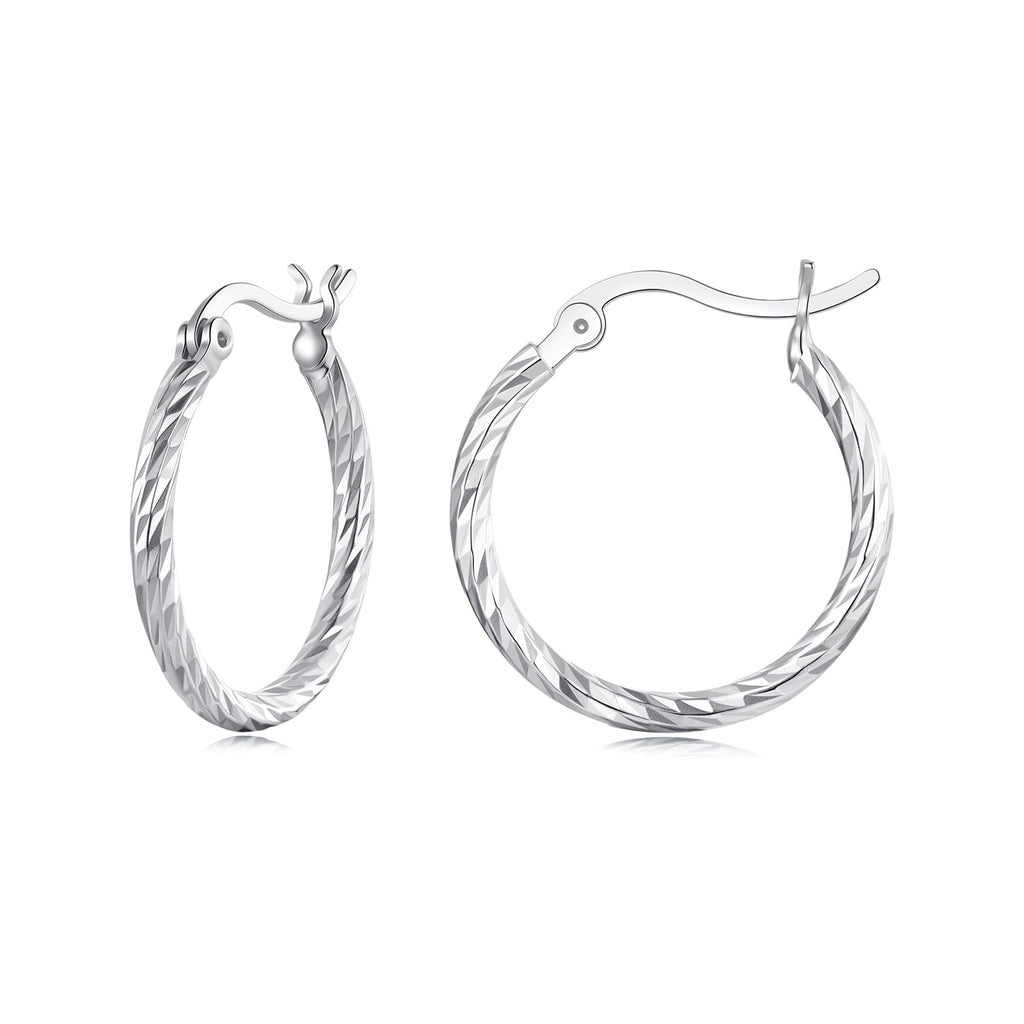 925 Sterling Silver Earrings with White Gold Plating