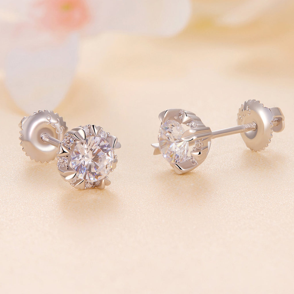 925 Sterling Silver Moissanite 0.50 Carat Earrings for Women