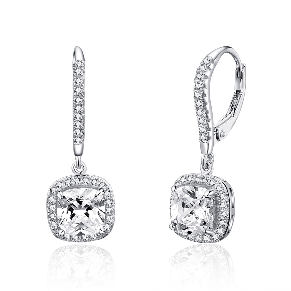 925 Sterling Silver Plated Gold Pavé Setting CZ Earrings for Women