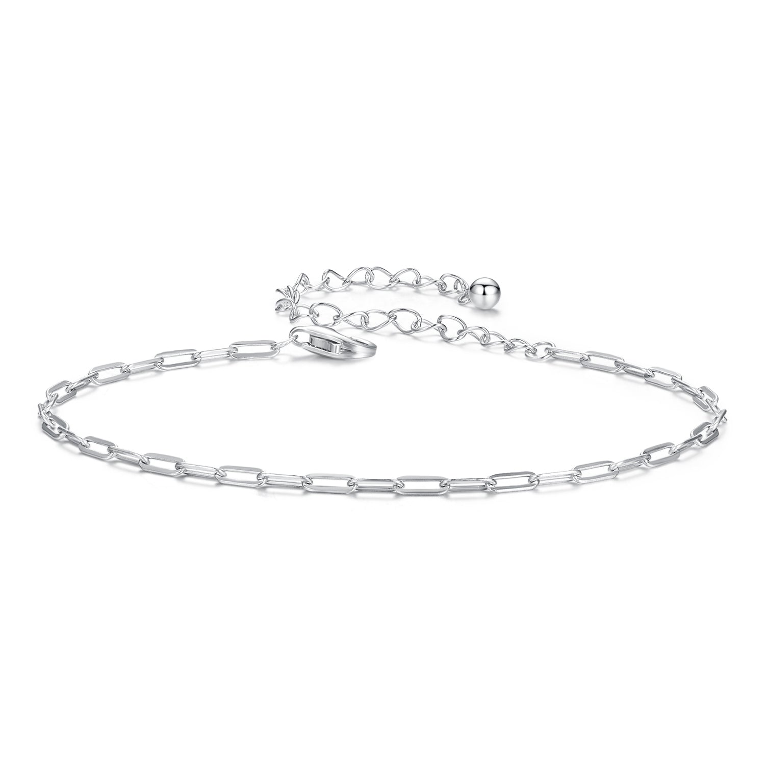 925 Sterling Silver Plated White Gold Adjustable Bracelet for Women
